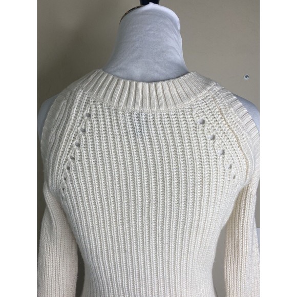 OLIVIA PALERMO CHELSEA28 Ribbed Cold Shoulder Pullover Sweater Ivory XXS XxSmall - Picture 6 of 7